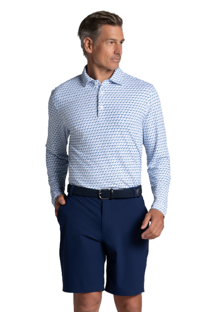 Beach Day Print Long Sleeve Polo – 95174 (Modern Fit)